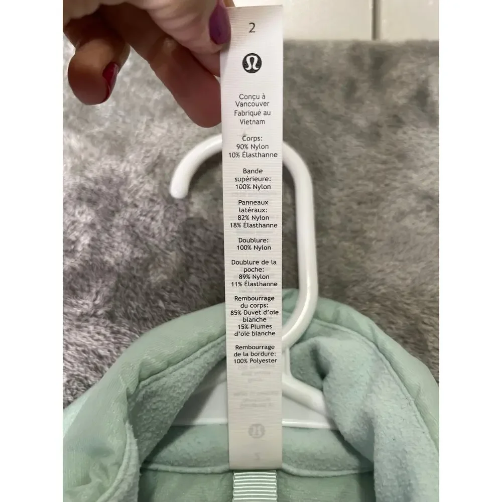 Lululemon Down For It All Running Vest Delicate Mint 4-Way Stretch Quilted 2